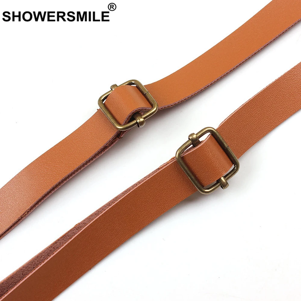 SHOWERSMILE кожаные подтяжки женские коричневые регулируемые для брюк элегантные в