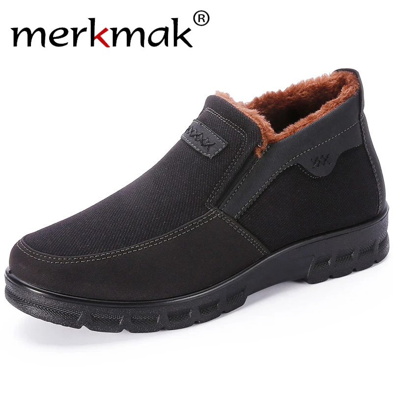 Merkmak/популярные зимние мужские ботинки; брендовая Дизайнерская обувь; Мужская модная повседневная обувь из плюша; мужские Ботильоны; бархатные толстые теплые ботинки