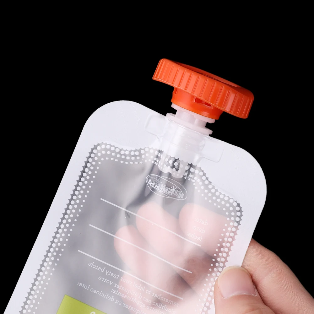 10Pcs Baby Food Storage Pouch Reusable Cover Lock Squeezed Pouch Weaning Food Storage Supplement Package