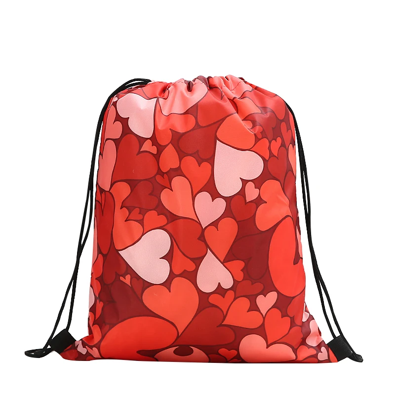 drawstring Backpack fashion Women 3D printing travel softback men Casual bags unisex Women's shoulder drawstring love knapsack - Цвет: gc-2