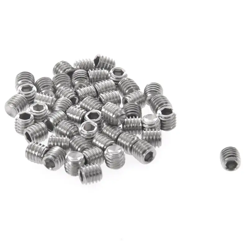 

HOT-50pcs M3x3mm Stainless Steel Hex Socket Set Cap Point Grub Screws Silver
