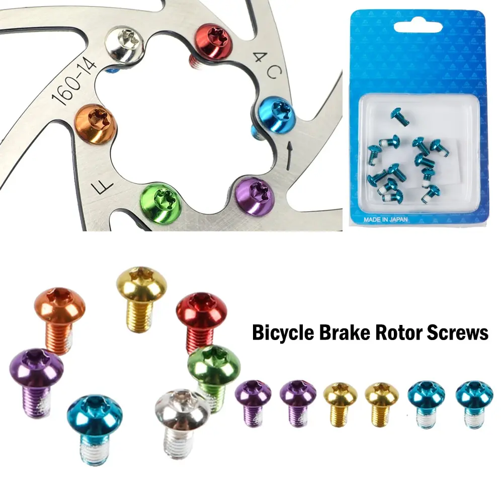 

12PCS Colorful Bicycle Disc Brake Rotor Torx Bolts T25 M5x10mm MTB Bike Alloy Steel Disc Brake Rotor Fixing Screws Cycling Parts