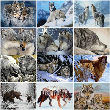 

AZQSD Paint By Number On Canvas Painting Kits Animal DIY Unique Gift Unframe Coloring By Numbers Wolf Home Decoration Wall Art