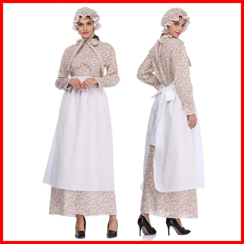 

Adult female garden farm dress Halloween COS wolf grandma costume costume roleplay fairy tale theme costume hat dress and apron
