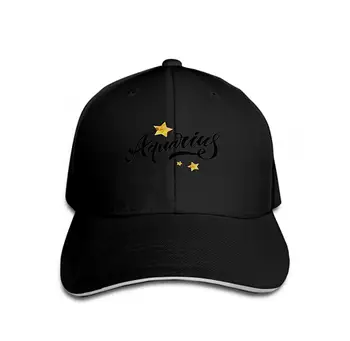 

Unisex Adjustable Flat Hat Baseball Caps Aquarius Lettering Calligraphy Brush Text Horoscope Zodiac Sign