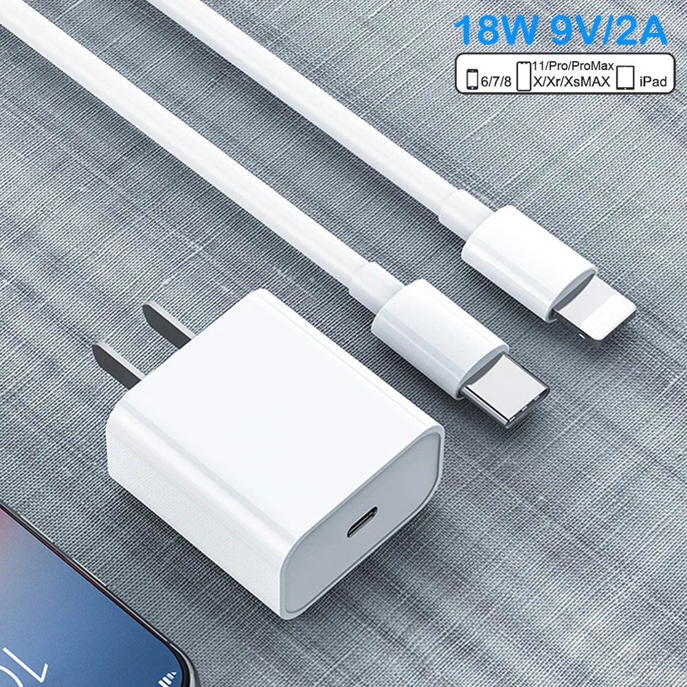 Быстрая зарядка PD 18W 9V/2A USB C кабель Type Lightning 1/2M Кабель зарядного устройства для iPhone