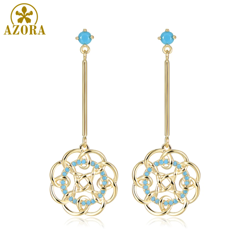 AZORA Vintage Design Unique Delicate Cubic Zircon Hollow Flower Drop Earrings for Women Bridal Wedding Fashion Jewelry TE0406 AZORA Vintage Design Unique Delicate Cubic Zircon Hollow Flower Drop Earrings for Women Bridal Wedding Fashion Jewelry TE0406