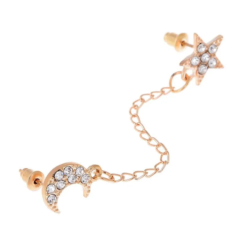 Винтажные ювелирные изделия для пирсинга с двумя боковыми золотыми цепочками и