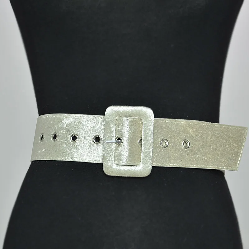 Colle Store Women Fashion Waistband For Dress Wide Belt Adjustable Belts Velvet Belts For Women 5cm Black Flannel