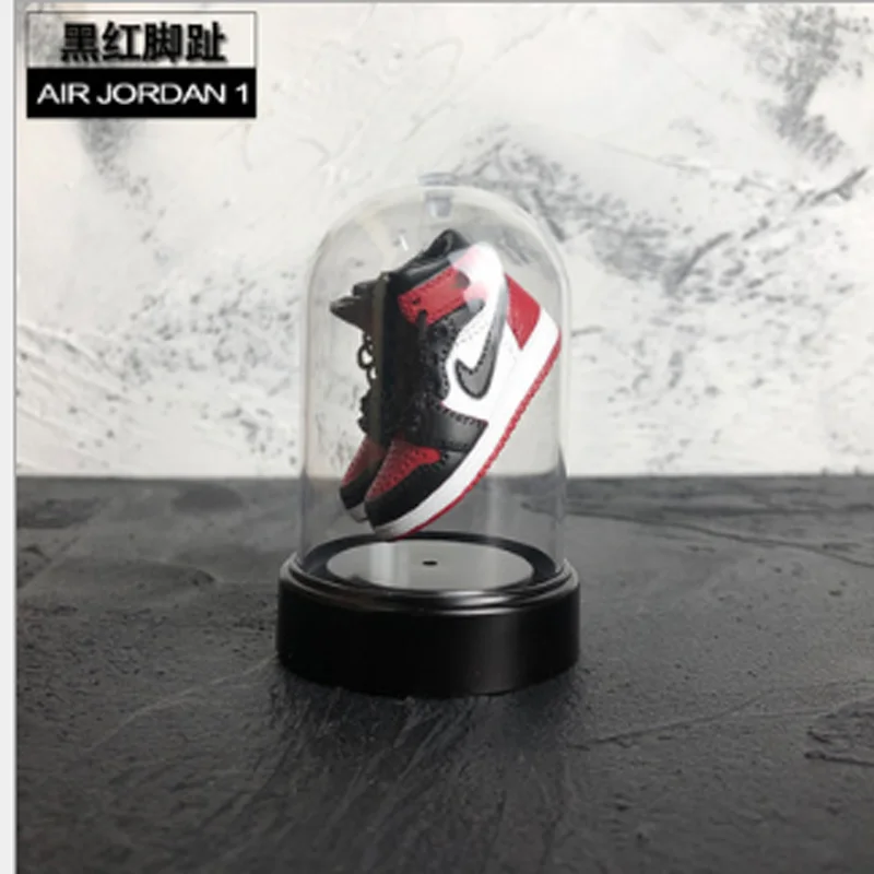 Jordan aj1 дисплей бутылка Баскетбольная обувь модель мини 3D Трехмерная обувь модель мини-орнамент брелок бутик - Цвет: Черный