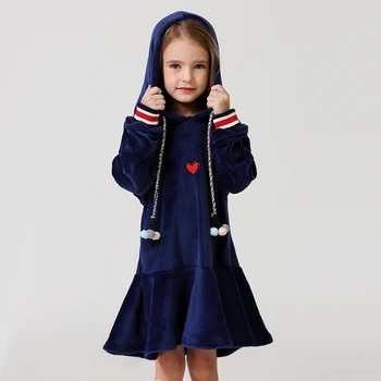 

Girls Winter Autumn Thick Warm Velvet Hoody Dresses Baby Christmas Dress Clothes Children Kids Vestidos Clothing for 4-14 years