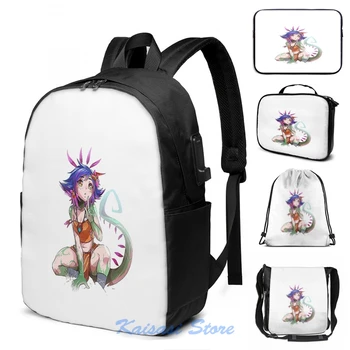 

Funny Graphic print Neeko USB Charge Backpack men School bags Women bag Travel laptop bag
