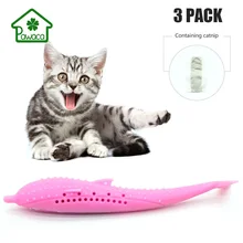 Pet Cat игрушки для прорезывания зубов в форме рыбки силиконовые мяты зубная щетка молярная палка Зубы игрушка для собак, очищающая зубы для кошек интерактивный питомец поставки