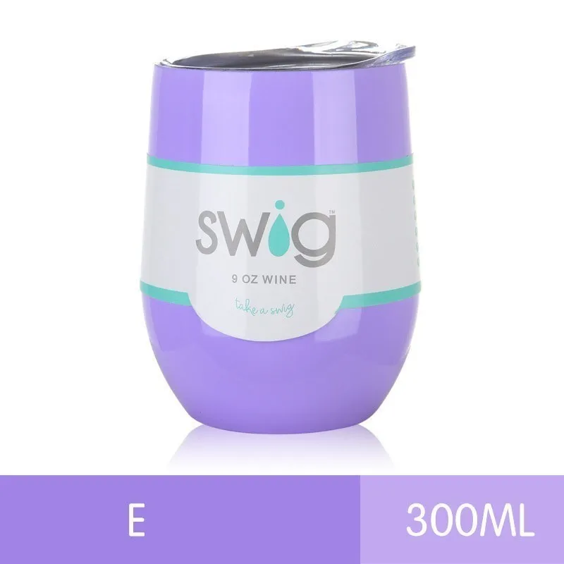 Lilac E Стакан для вина, чашка для вина, термос с изоляцией, кружка для кофе, вакуумный термос, чашка для путешествий, кружка для плавания, стакан 9 унций, чашка в форме яйца, кружка для вина, пива - Цвет: Lilac E