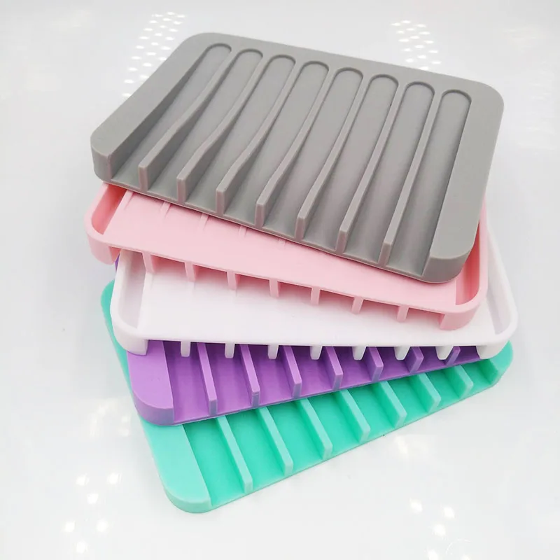 Anti-skidding Silicone Soap Box Drain Holder Bathroom Storage Tray Container Shower | Дом и сад