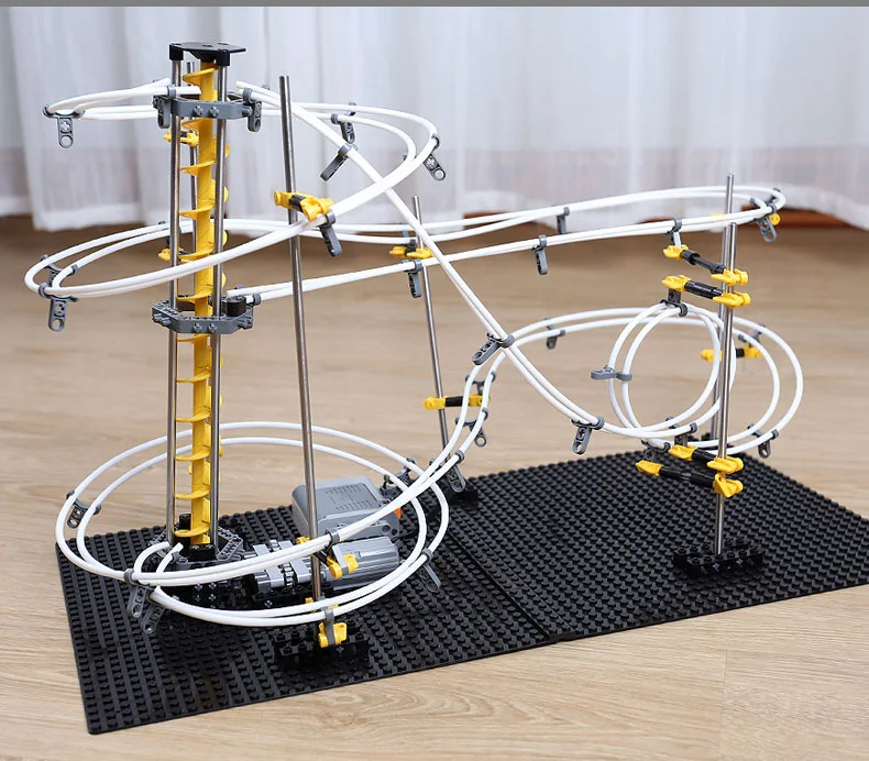 Космическая железная дорога горки мрамор пробежки строительные блоки мрамор Запуск Лифт мрамор s цепи игрушки мраморные треки игрушки лабиринт, Шариковая дорожка