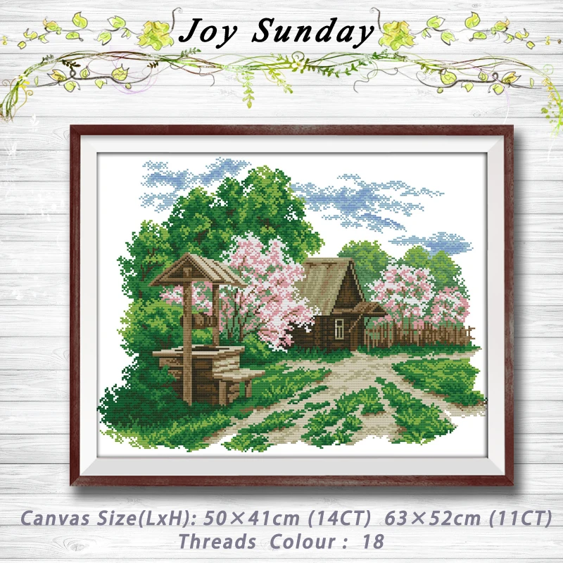 

Well scenery cabin painting dmc 14CT11CT counted cross stitch kits embroidery set Needlework Set chinese cross stitch Home decor