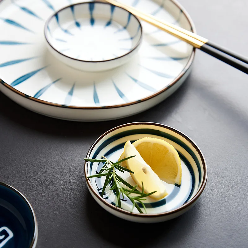 Kitchen Ceramic Dish Assorted Seasoning Mini Plate Dipping Sauce Vinegar Bowl Japanese Creative Tableware Home Dish Dinner Plate