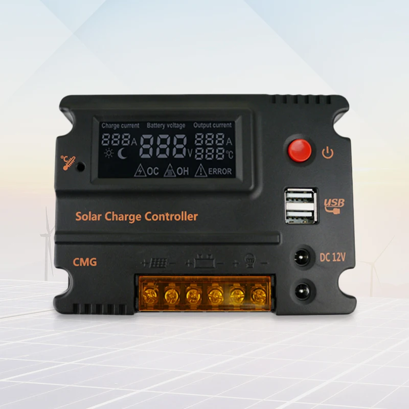 10A 20A PWM регулятором солнечного заряда контроллер 12V 24V автоматический переключатель Выход регулятор Панели солнечные Батарея Зарядное устройство ЖК-дисплей Dual USB Выход 5V 3A