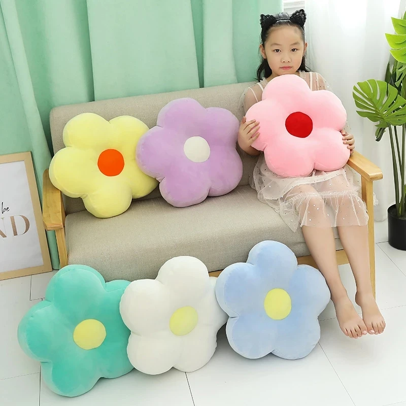 40CM Kawaii Fresh Colorful Flower Plush Pillow Toy Soft Cartoon Plant Stuffed Doll Chair Cushion Sofa Kids Lovers Birthday Gifts | Игрушки и