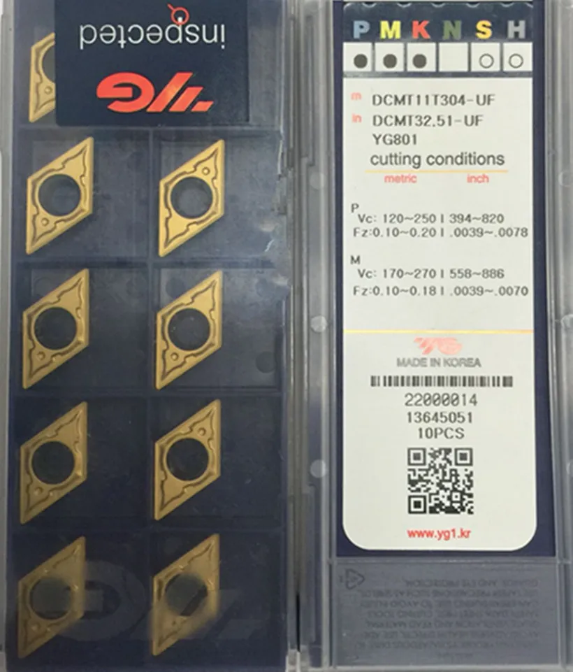 DCMT070204-UF DCMT11T304-UF DCMT11T308-UG YG801 100% оригинал Корея вставка YG-1 = обработка: нержавеющая