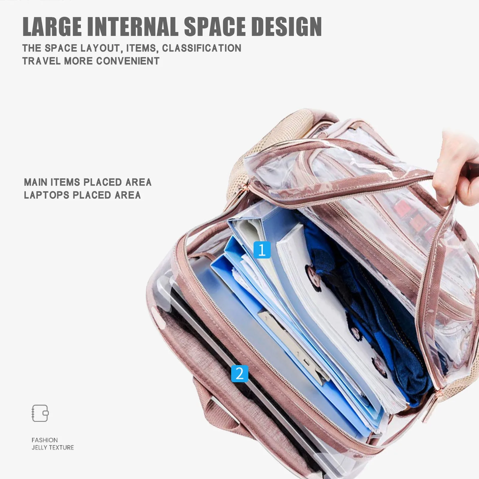 PVC Transparent Backpack Bag Fashion Waterproof Student School Bags Jelly Travel Beach Swimming Kit Bag For Men Women Rucksack