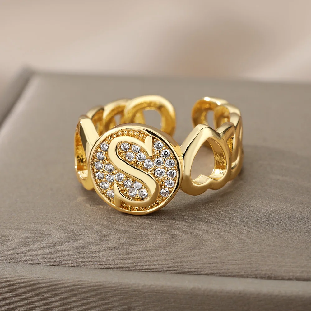 QWKLNRA Ladies Ring Letter Gold Color Metal India | Ubuy