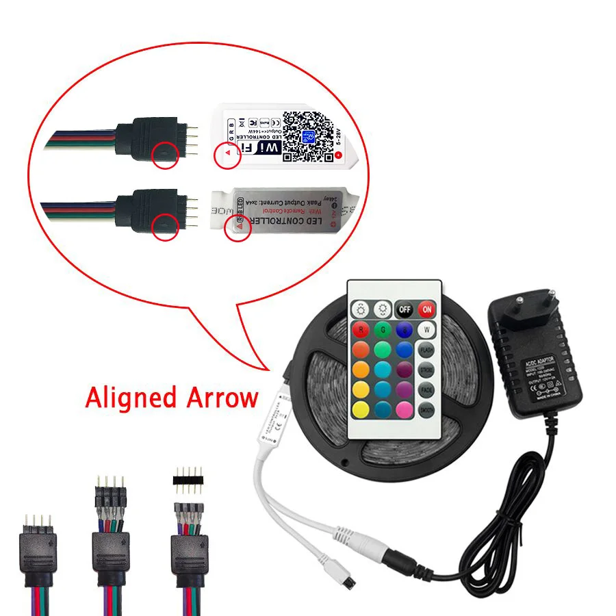 RGB Светодиодная лента светильник SMD 2835 5 м Водонепроницаемая RGB лента 12В лента Диодная Светодиодная лента s светильник Гибкая полоса лампа ИК wifi контроллер