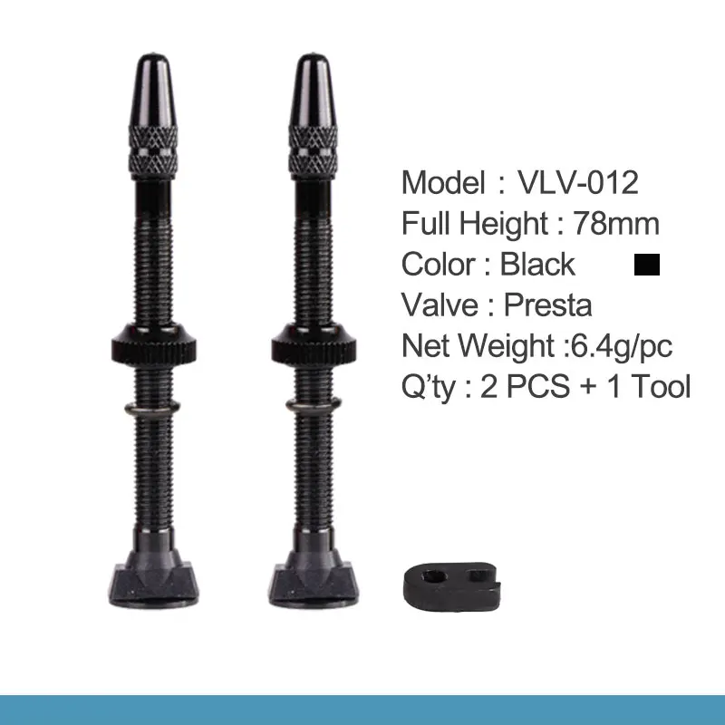 78mm Black 1 Pair 2 шт. бескамерные шины для велосипеда Presta клапан 78 мм стебель сплава латунный сердечник для горных шоссейных велосипедов W/сплав крышка и инструмент - Цвет: 78mm Black 1 Pair