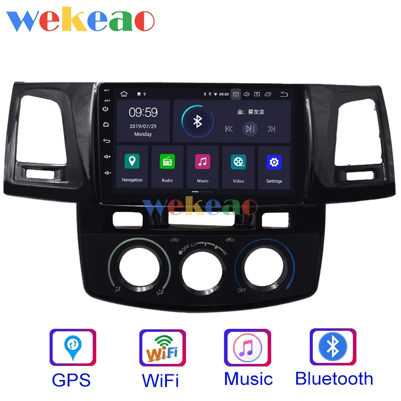 Wekeao сенсорный экран " Android 9,0 Автомагнитола для Toyota Hilux Fortuner Android авто gps навигация 2012
