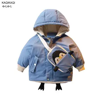 

New children's warm jacket children's hooded padded cotton jacket boys and girls baby penguin coat tide
