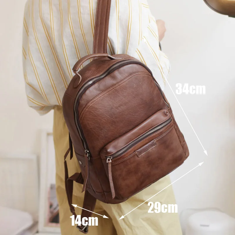 EUMOAN кожаная винтажная Ретро сумка на плечо, женский кожаный рюкзак большой емкости - Цвет: Coffee
