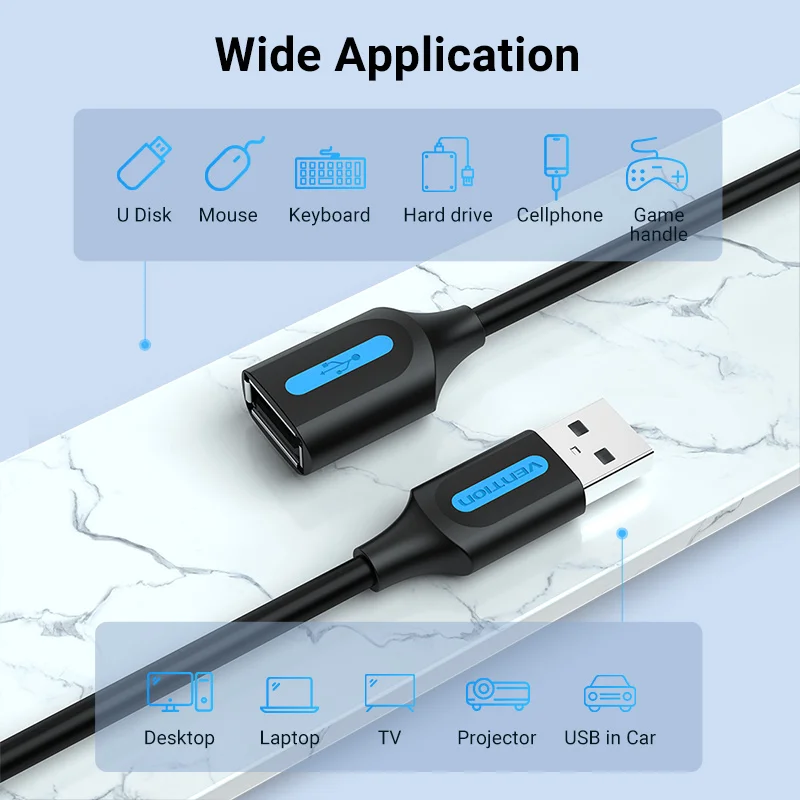 Vention USB Удлинительный Кабель 2 0 для мужчин и женщин удлинитель Smart TV ноутбука