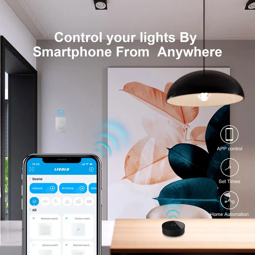 Livolo стандарт ЕС умный wifi Беспроводной интеллектуальный настенный выключатель 2