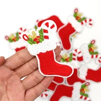 Buy 10 Pcs Iron-On Xmas Socking Gift Patches: Cartoon Stickers for Apparel, Suits, Jeans, Hats - Christmas Decors, Handmade Fabric Appliques Online - Image 4