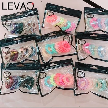 

LEVAO 6PCS Coil Scrunchie Girl Elastic Rubber Random Color Hairband Hair Accessories Headband Women Tie Hair Ring Rope Headwear