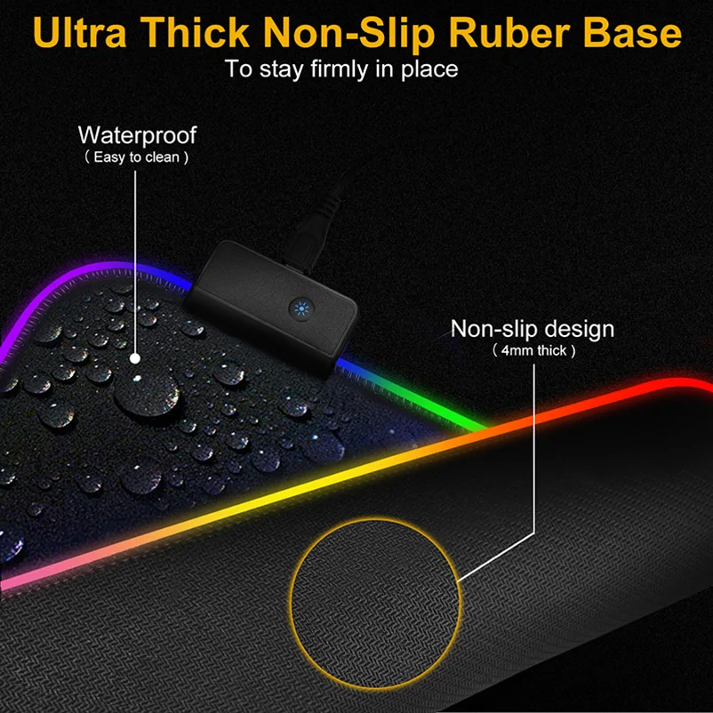 RGB игровой коврик для мыши компьютерный большой xxl Настольный со светодиодной