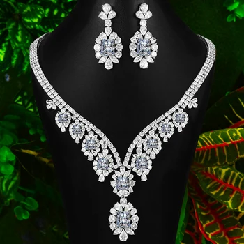 

GODKI Luxury Saudi Jewelry Sets For Women Wedding Flowers Lariat Necklace Earring Sets Full Zircon Dubai Bridal jewelry Set 2020