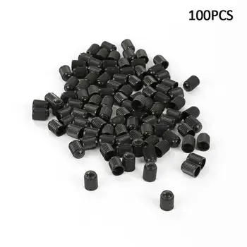 

100pcs Black Plastic Tire Valve Air Dust Cover Stem Cap Tire Stem Pressure Valve Caps for Bike Motorcycle Auto Car Truck Wheels