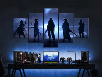 

5pcs Valorant Character Silhouettes Games Poster Wall Stickers Canvas Painting for Home Decor