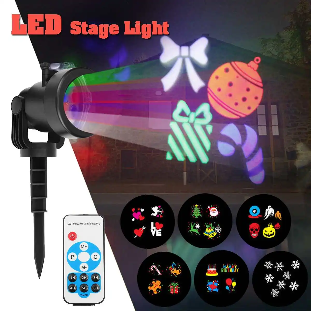 

12 Patterns RGB Remote Stars Laser projector garden light outdoor waterproof holiday lighting Christmas tree Snow Santa Claus