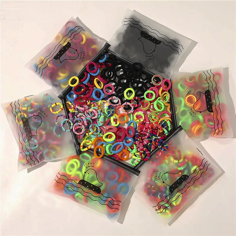 100PC Women Girls Colorful Rubber Elastic Hair Ropes Scrunchies Ties