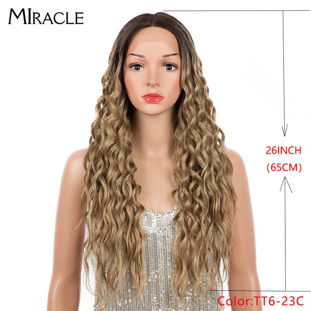 Synthetic Lace Wigs Blonde Wig Deep Wave Cosplay Lolita Wig 30Inch Ombre Blonde Wigs For Women High Temperature Fiber Miracle TT6-23CC