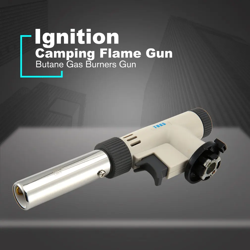 

Camping Flame Gun Butane Gas Burners Gun Maker Torch Lighter Piezo Ignition Flamethrower Gas Torch For Outdoor BBQ Picnic