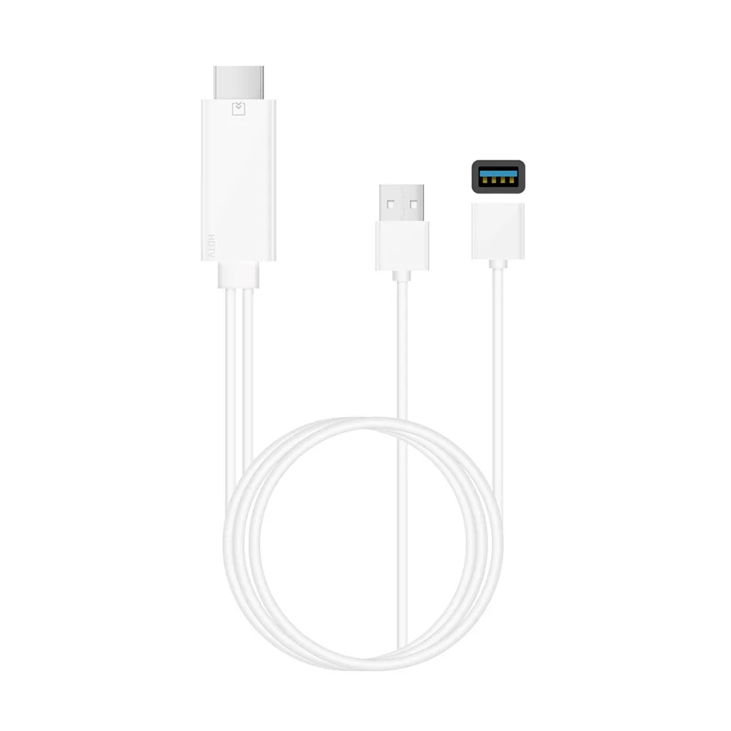 Белый HDMI кабель для USB к HDMI адаптер конвертер av-кабель HD ТВ шоу Музыка Видео Аудио Телефон стол передача экрана телефона к HD ТВ - Цвет: Белый