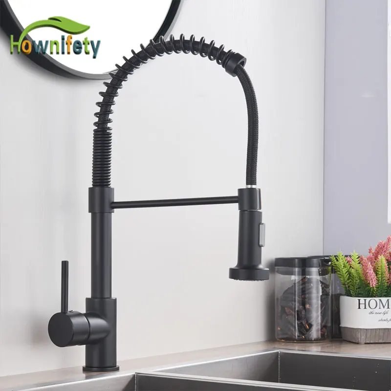

Blacked Polished Kitchen Faucet Deck Mounted Mixer Tap 360 Degree Rotation Stream Sprayer Nozzle Kitchen Sink Hot Cold Taps