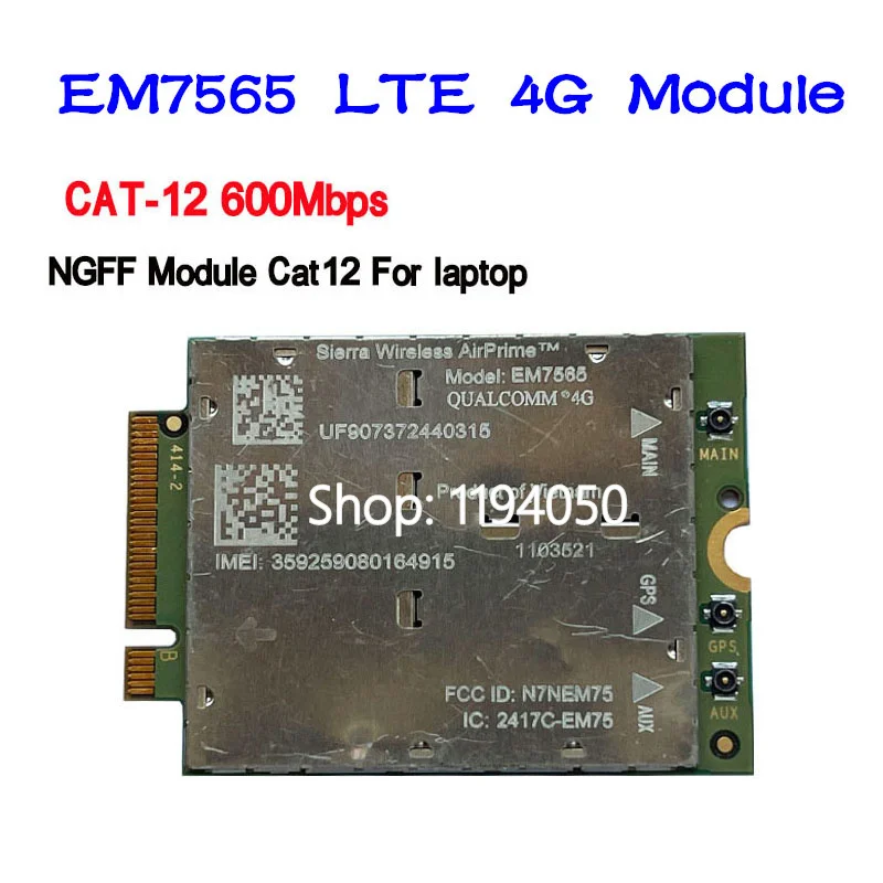 Sierra Módulo de Em7565 4g Lte sem Fio Módulo Gato12 Ngff 600mbps Módulo Cat12 Ngff para Laptop - Imagem 2