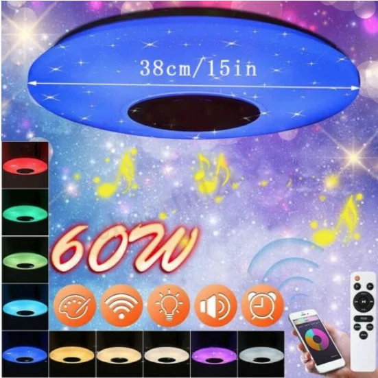 60W светодиодный Altavoz Bluetooth монтажный адаптер empotrado Lámpara de techo con lámpara empo