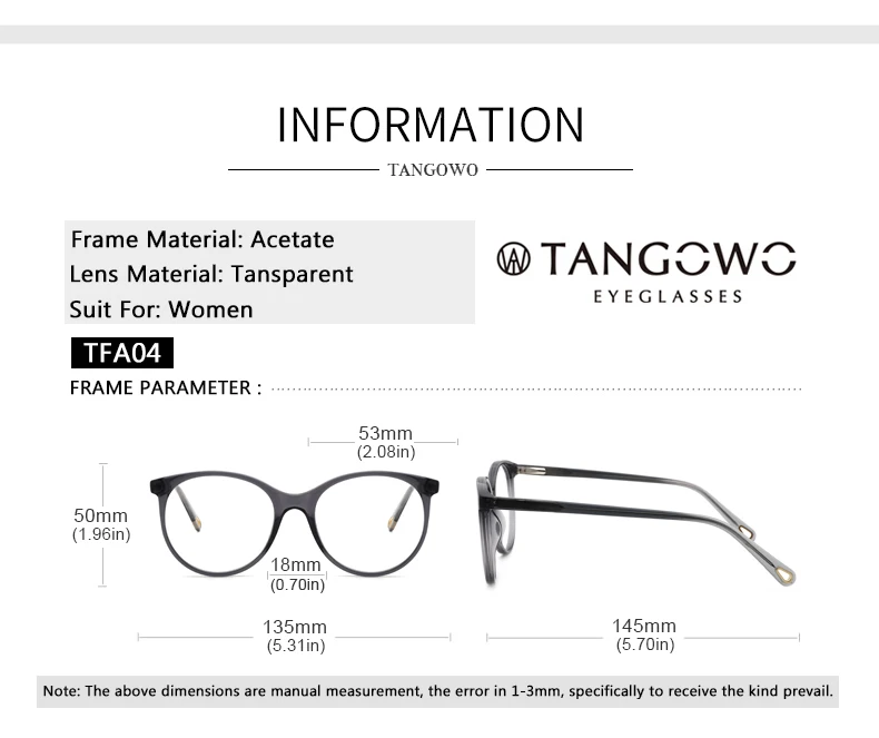 TANGOWO ацетатная оправа для очков, женские высококачественные винтажные круглые оправы для очков, очки для женщин, очки