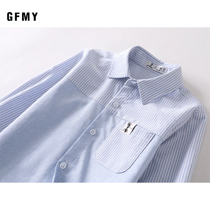 GFMY Spring Autumn100% Cotton Full Sleeve Children Fashion Splicing Boys Shirts 3T-16T Casual Big Kid Clothes Shirt 6613 boys long sleeve shirts